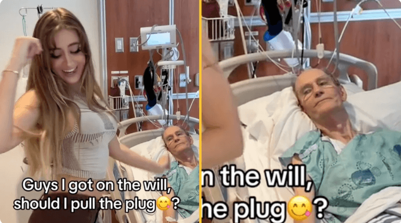 Model Criticized for Dancing Next to Elderly Boyfriend’s Hospital Bed After Being Added to His Will